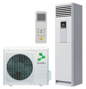 vnitřní a venkovní jednotky sloupkového klimatizačního zařízení s dálkovým ovládáním