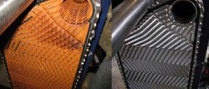 Boiler heat exchanger before and after cleaning