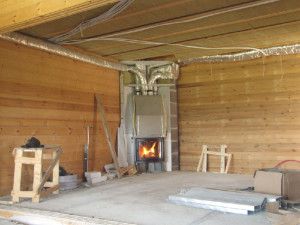 Instalação de lareira com aquecimento de ar
