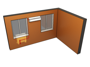 χωρισμένο σύστημα σε ένα δωμάτιο με δύο παράθυρα