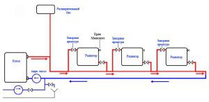 Single pipe heating circuit