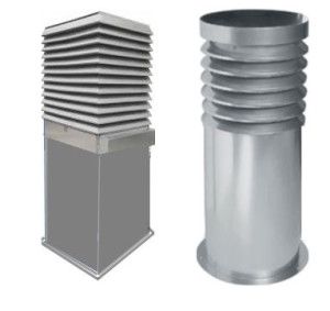 metalen buizen voor ventilatieschachten van verschillende secties al met koppen